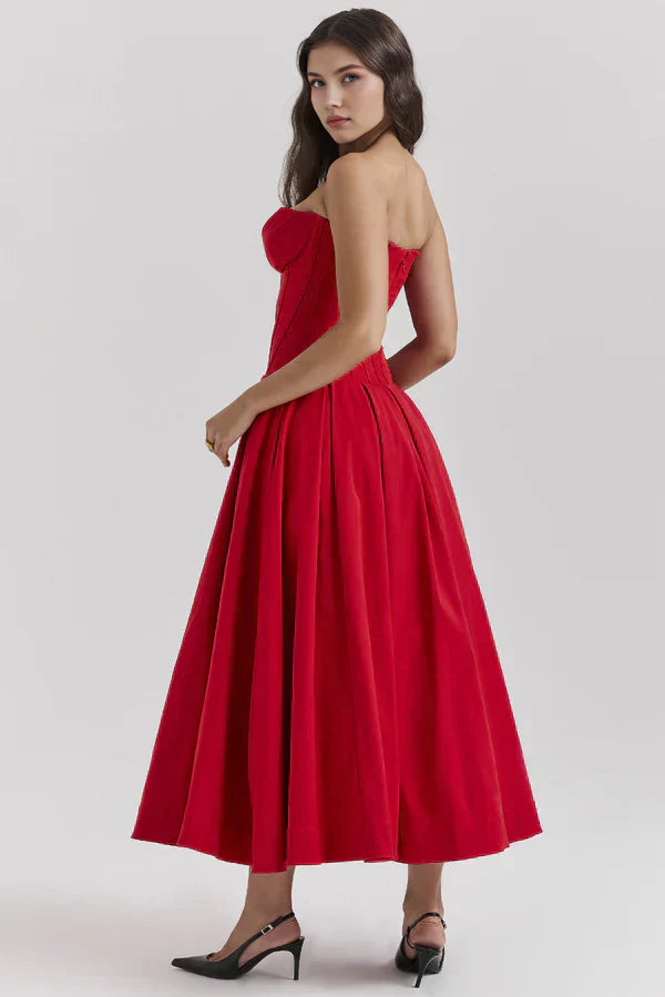 Women's Strapless Evening Gown - Sweetheart Neckline - Fitted Bodice - A-Line Silhouette