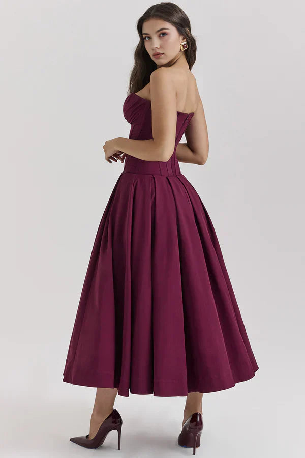 Women's Strapless Evening Gown - Sweetheart Neckline - Fitted Bodice - A-Line Silhouette