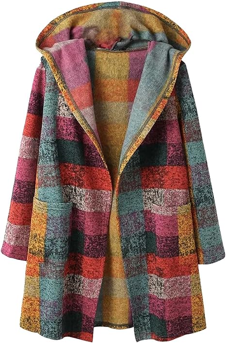 Multi-Colored Hooded Cardigan