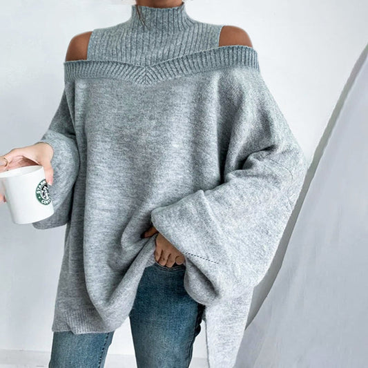 Off-Shoulder Knitted Sweater