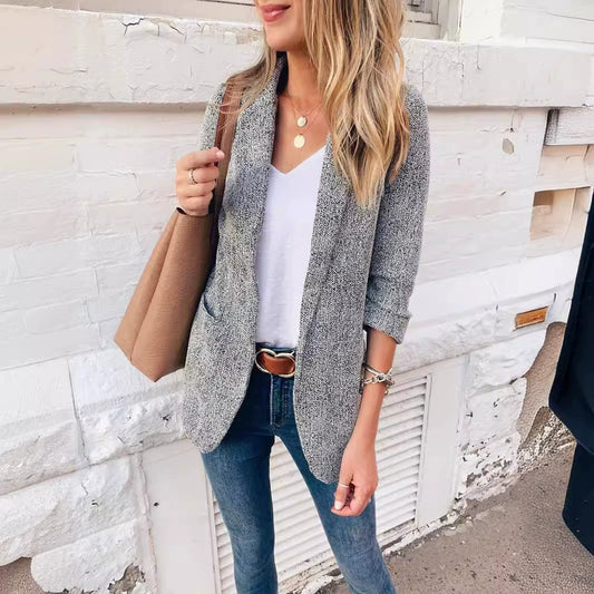 Open-Front 3/4 Sleeve Casual Blazer