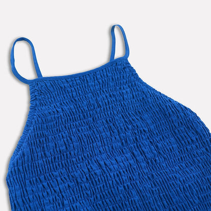 Women's Maxi Dress - Sleeveless Halter Neck - Smocked Bodice - Flowy A-Line Skirt