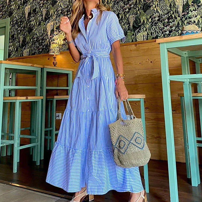 Elegant Striped Maxi Dress