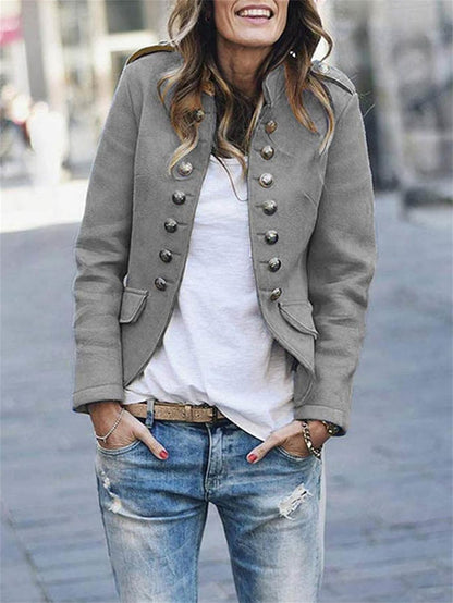 Women's military-inspired buttoned jacket
