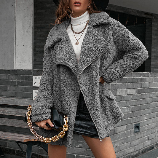 Oversized Sherpa Lapel Collar Jacket