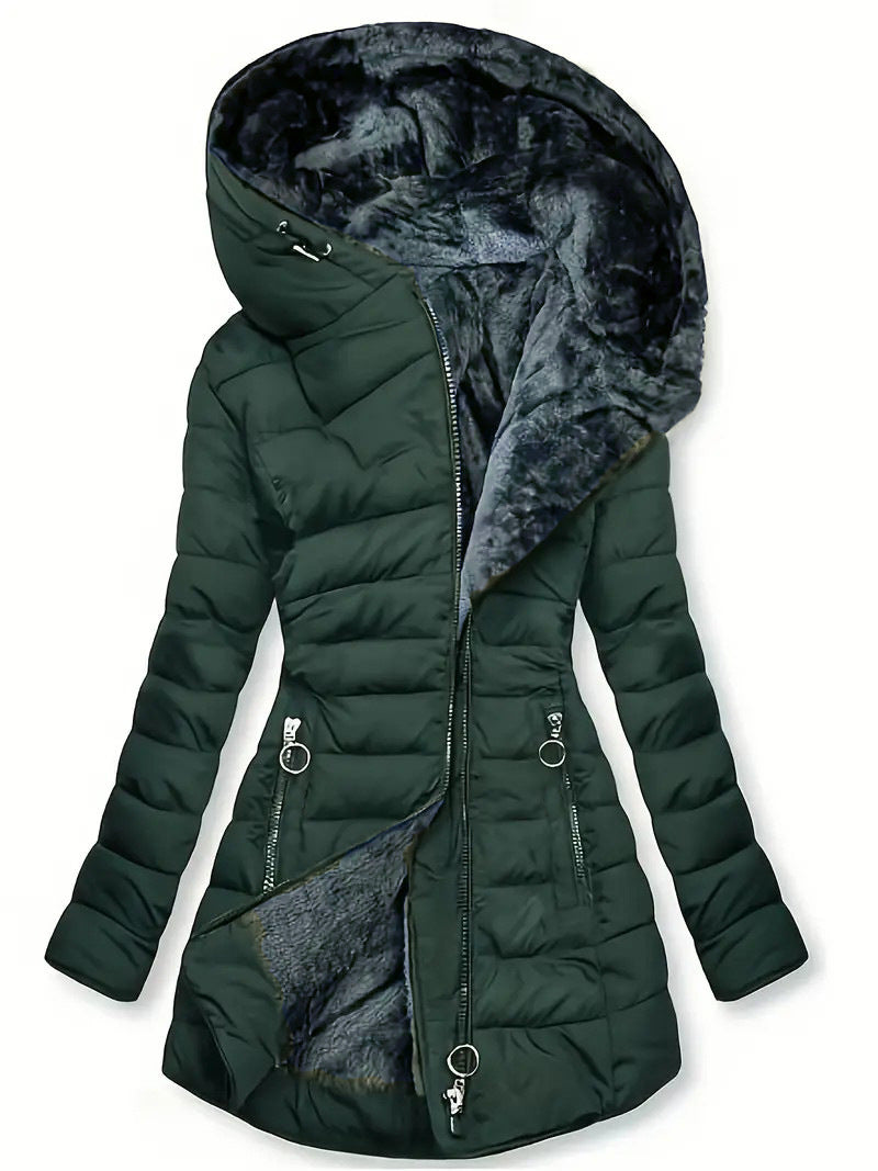Padded Warm Plush Lined Hooded Jacket
