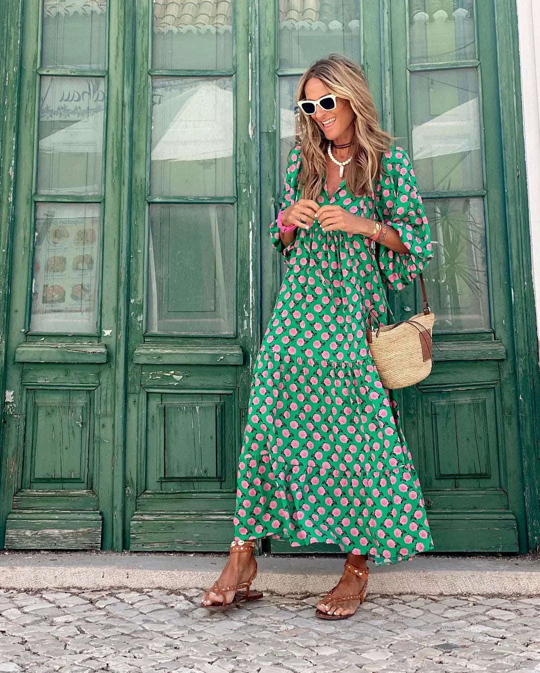 Women's Maxi Dress - Lightweight Flowy Design - Long Sleeve Relaxed Fit