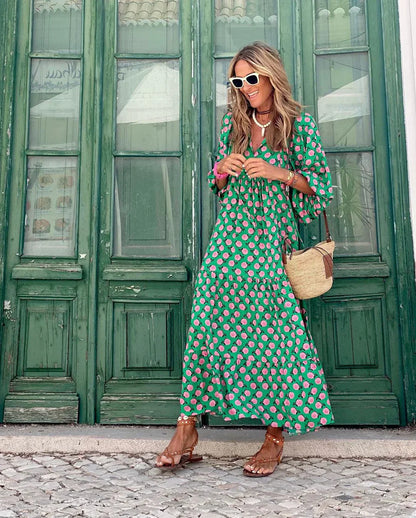Women's Maxi Dress - Lightweight Flowy Design - Long Sleeve Relaxed Fit