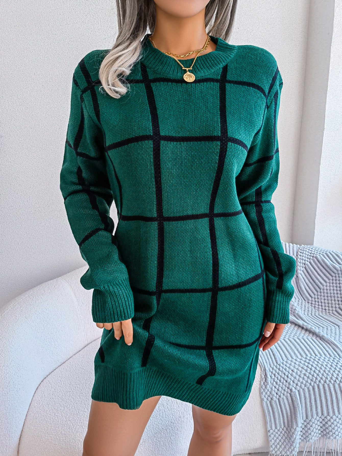 Plaid Woolen Skirt Two-Piece Suit Set