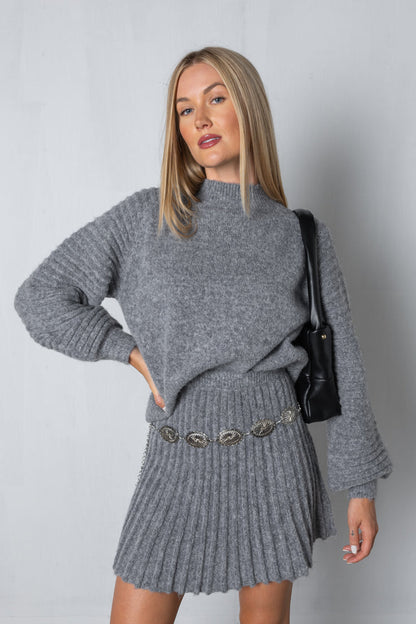 Knitted sweater and skirt co-ord set for women