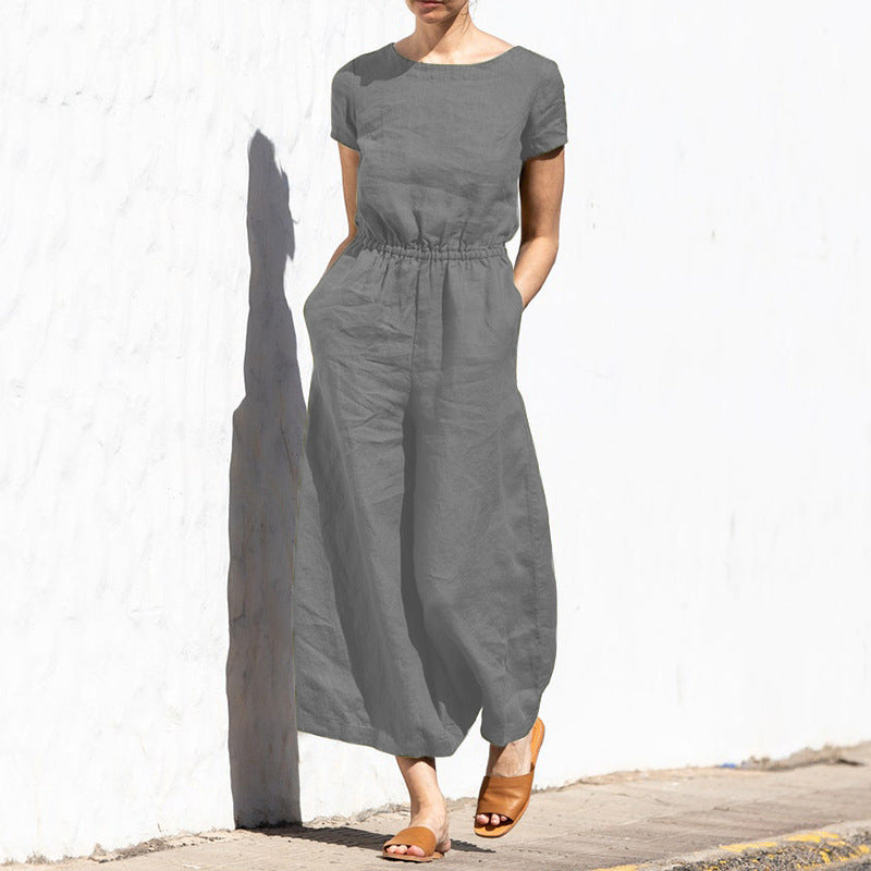 Belted Relaxed Fit Button Front Jumpsuit 