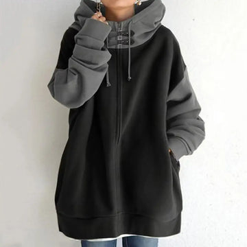 Hazel - oversized hooded zipper long-sleeved jacket