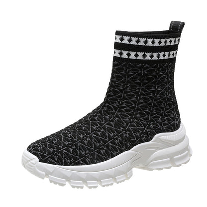 Women's Fashionable Sneaker Socks - Chunky Sole - Geometric Pattern