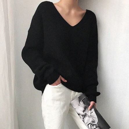 Women's v- neck loose sweater