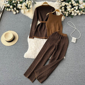 Three-piece knitted winter set for women