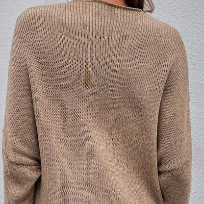Women's Knitted Sweater - Wrap V-Neck - Long Sleeve - Oversized Casual Fit