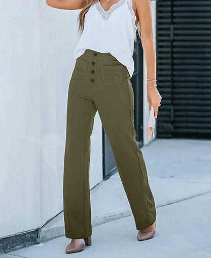 Women's high-waisted stretch casual trousers