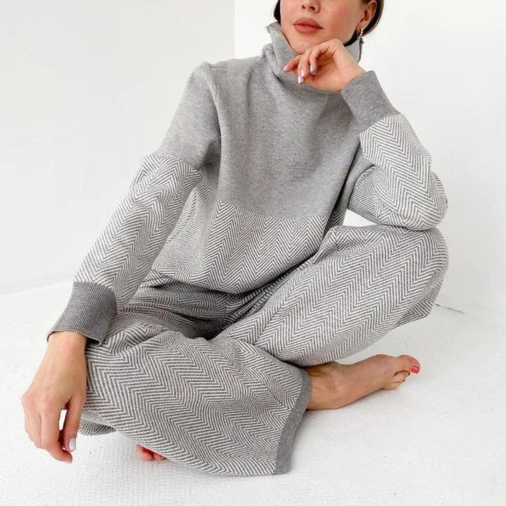 Women's autumn winter soft warm pullover two-piece lounge set