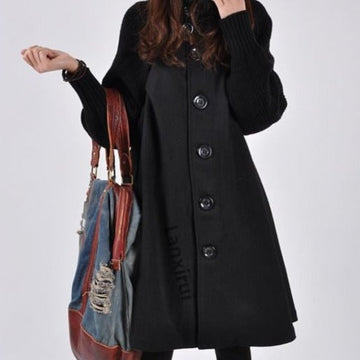 Women's high neck patchwork long sleeves coat