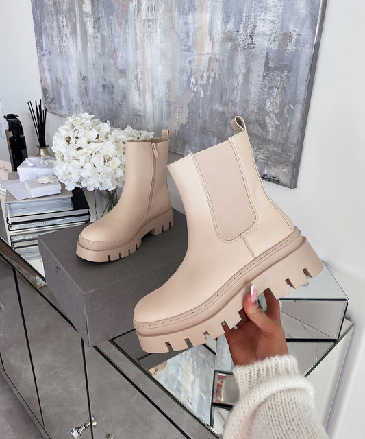 Beige Short Ankle Boots