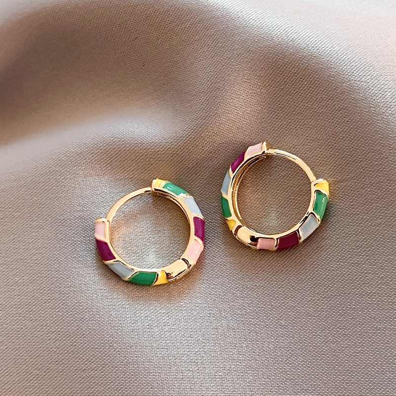 Vibrant and elegant multicolor enamel earrings