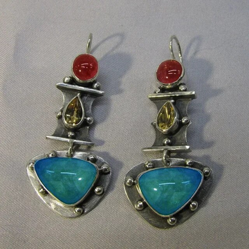 Vintage turquoise inlaid crystal earrings