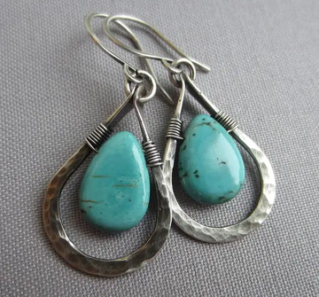 Vintage turquoise stone drop earrings