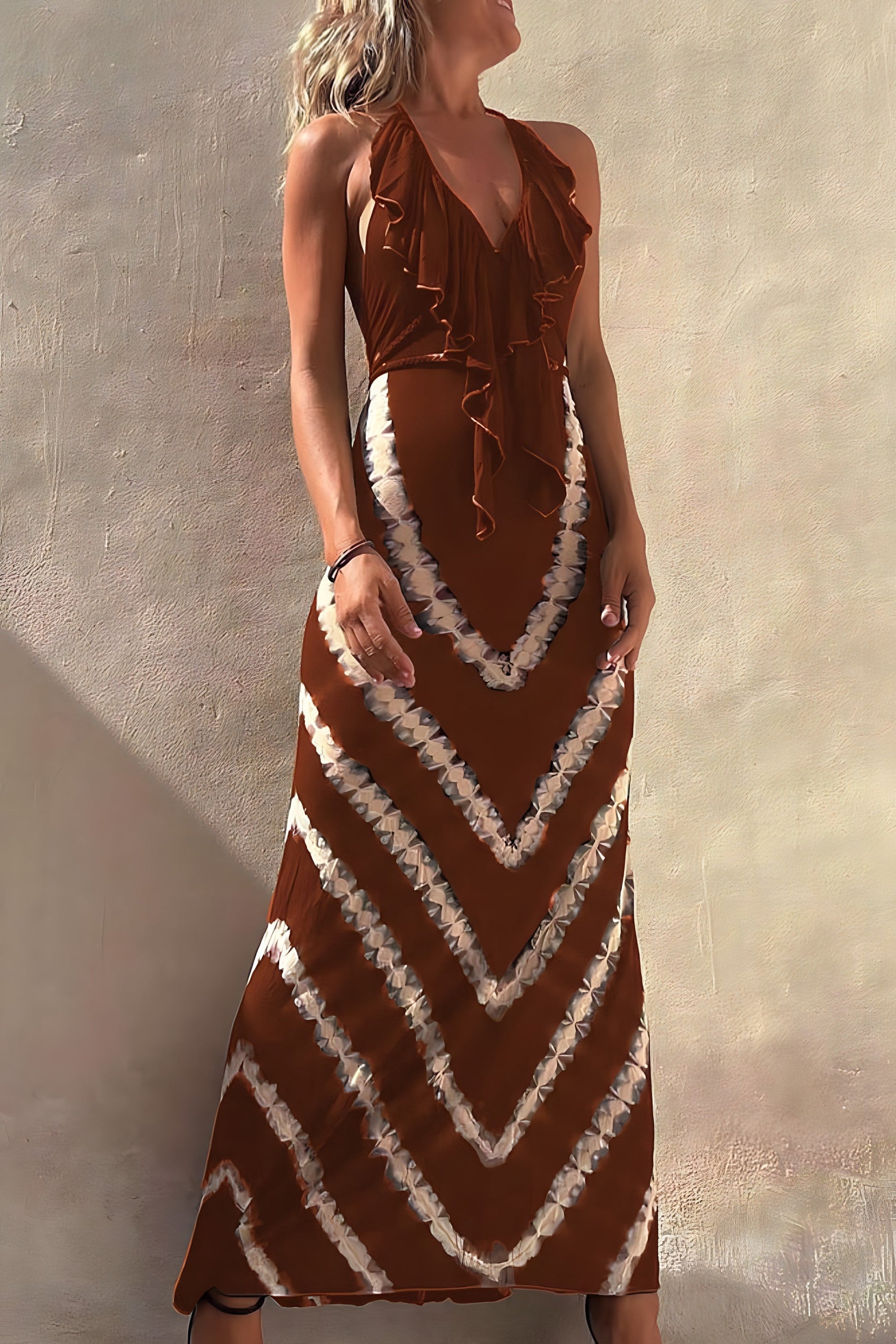Breathable Luxury Fabric Sleeveless Maxi Dress