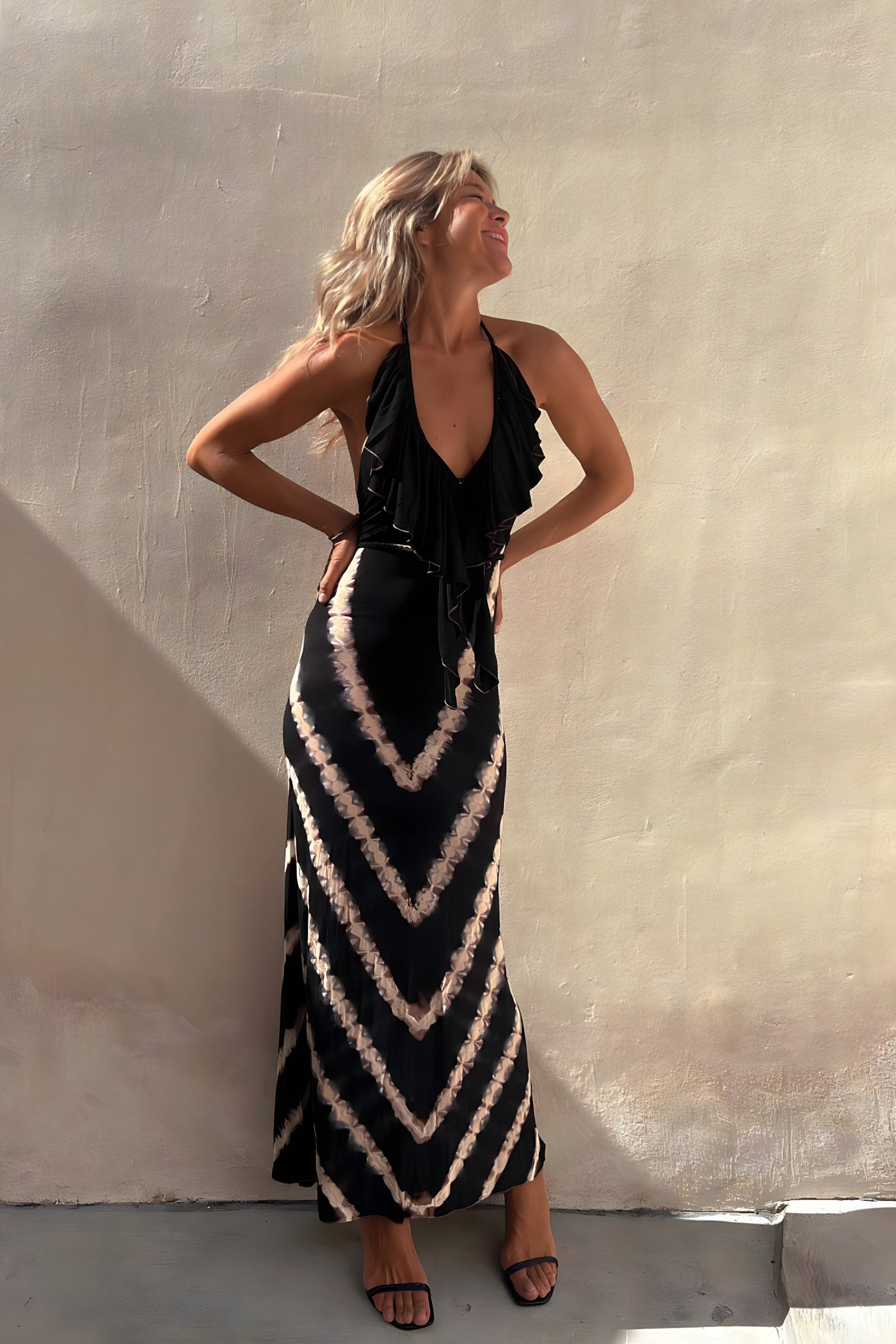 Breathable Luxury Fabric Sleeveless Maxi Dress