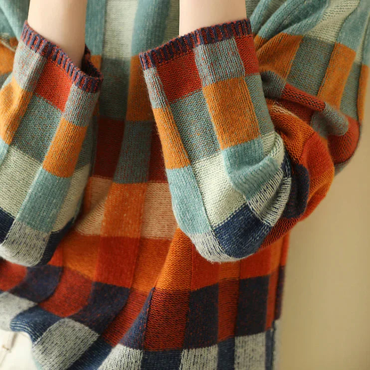 Women's colorful drop shoulder mock neck sweater
