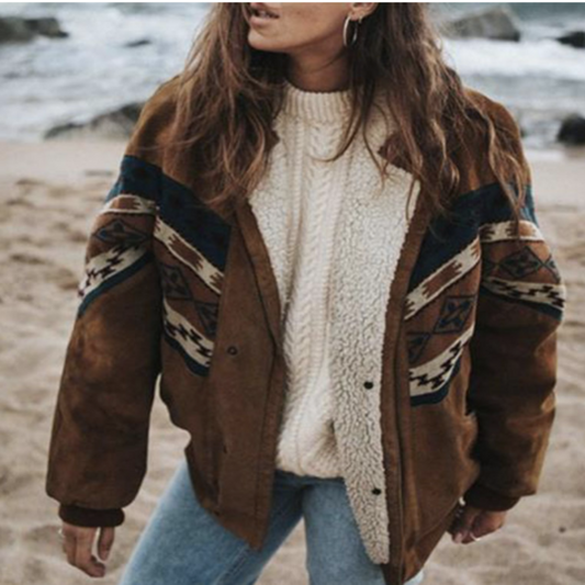 Ethnic Print Casual Long-Sleeve Jacket