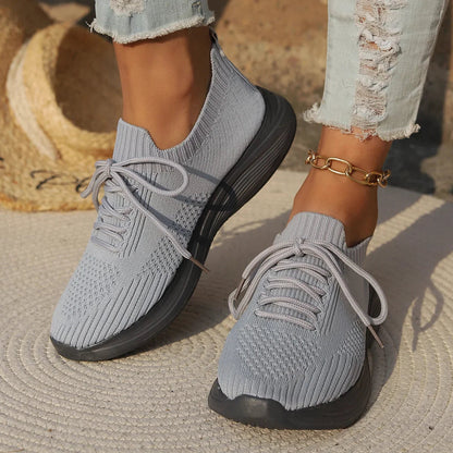 Women's Knit Sneakers - Breathable Slip-On - Lightweight Rubber Sole - Casual Comfort