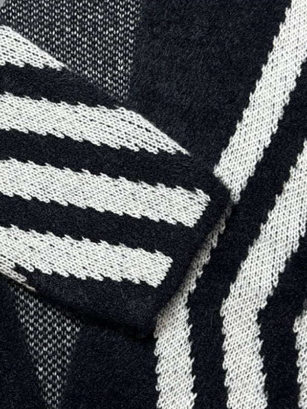 Geometric Pattern Relaxed Fit Long Cardigan