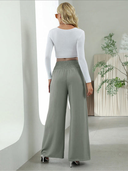 Janina - woven high waist wide leg pants