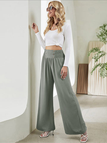 Janina - woven high waist wide leg pants