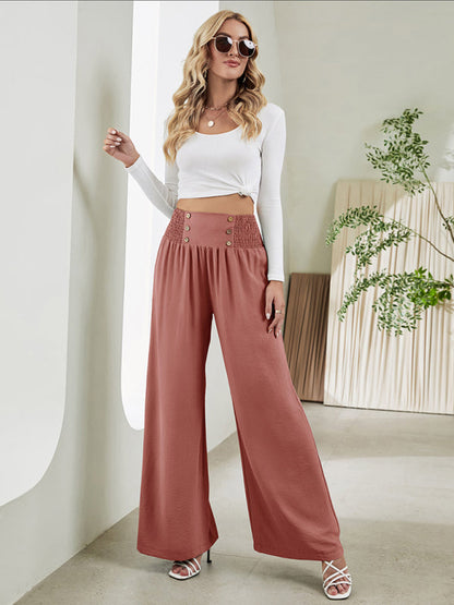Janina - woven high waist wide leg pants