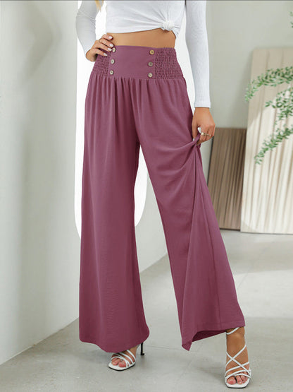 Janina - woven high waist wide leg pants