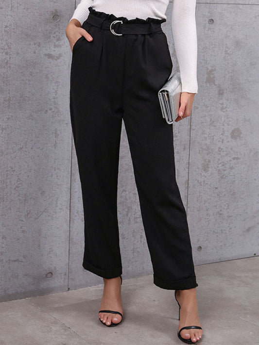 Elastic Commuter Style Lace-Up Pants
