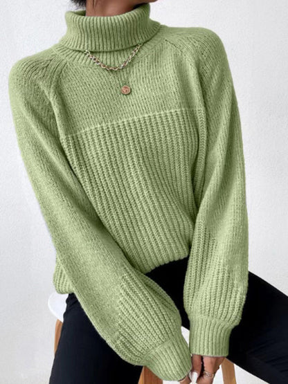 Women's loose turtleneck knit sweater