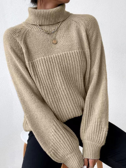 Women's loose turtleneck knit sweater