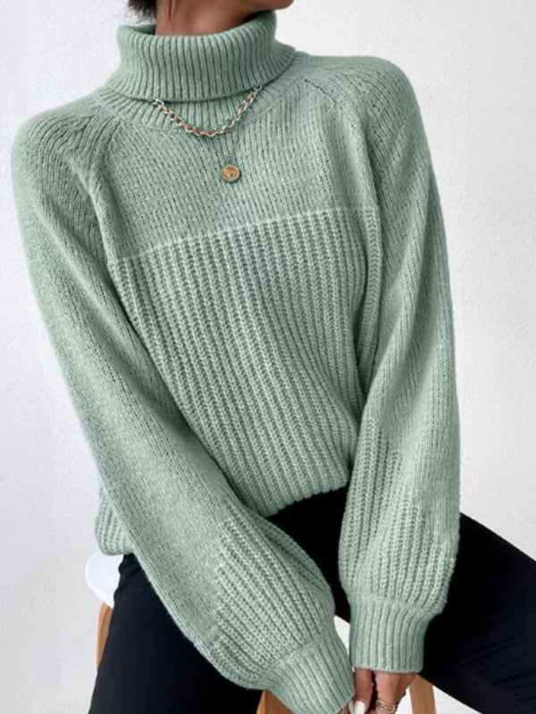 Women's loose turtleneck knit sweater