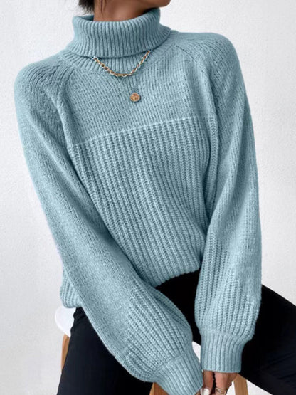 Women's loose turtleneck knit sweater