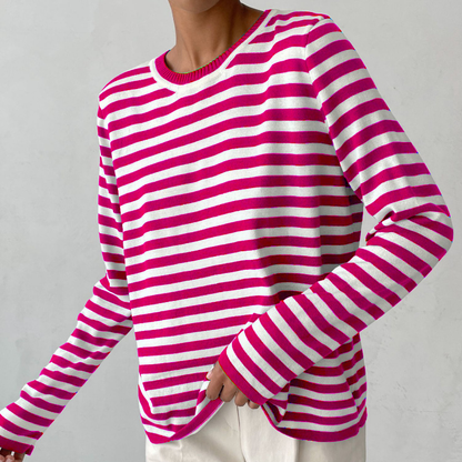 Women's round neck striped sweater