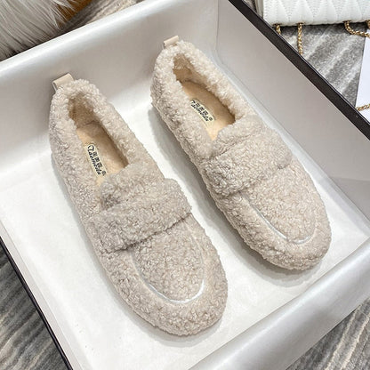 Warm slip-on loafers with platform for women
