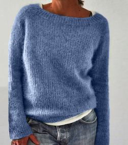 Women's fresh blue scoop neck sweater