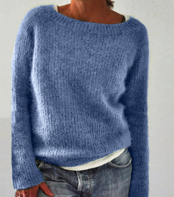 Fresh Blue Scoop Neck Sweater