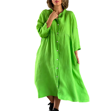 Jane - women's casual button-up long sleeve midi dress