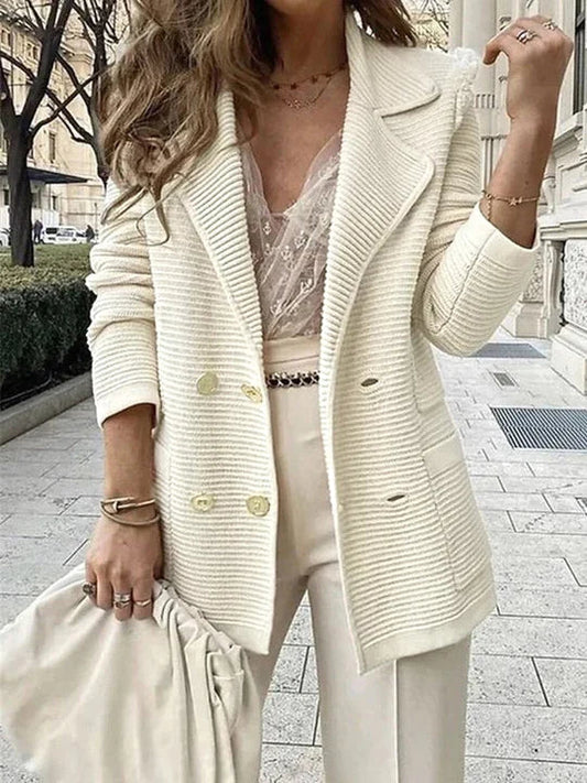 Ribbed Knit Long Sleeve Casual Coat