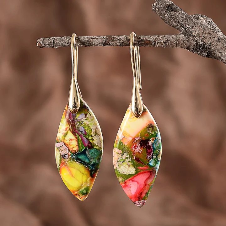 Multicolored stone pendant earrings