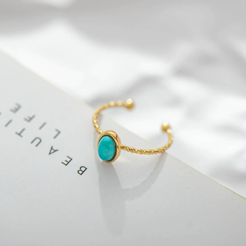 Blue opal adjustable ring